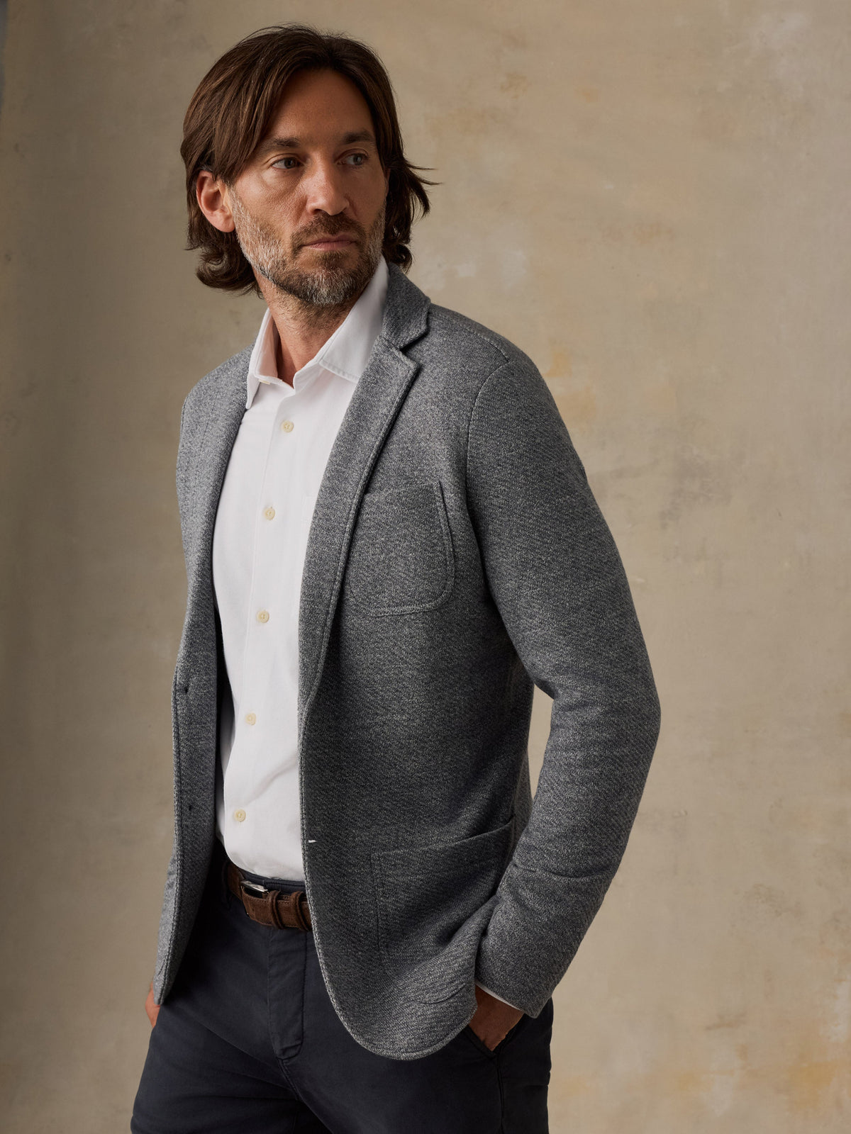 Inlet Knit Blazer - Medium Grey Melange