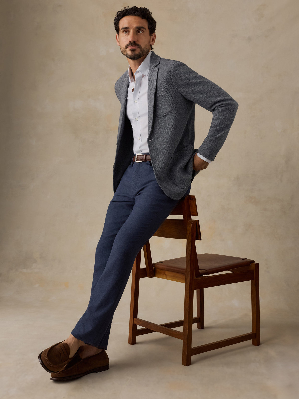 Inlet Knit Tweed Blazer - Grey Night Herringbone
