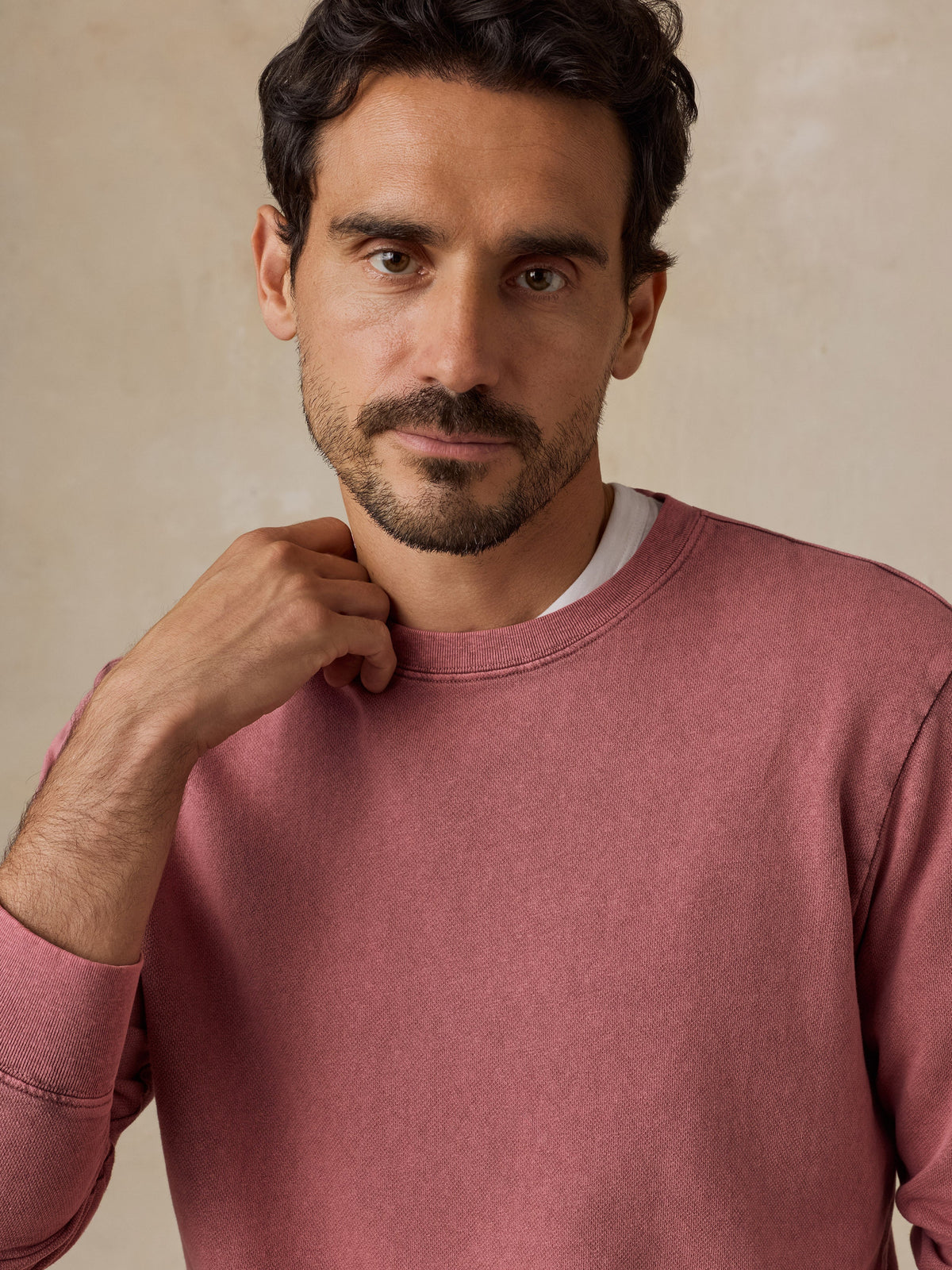 Long-Sleeve Recycled Terry Tee - Sunset Red