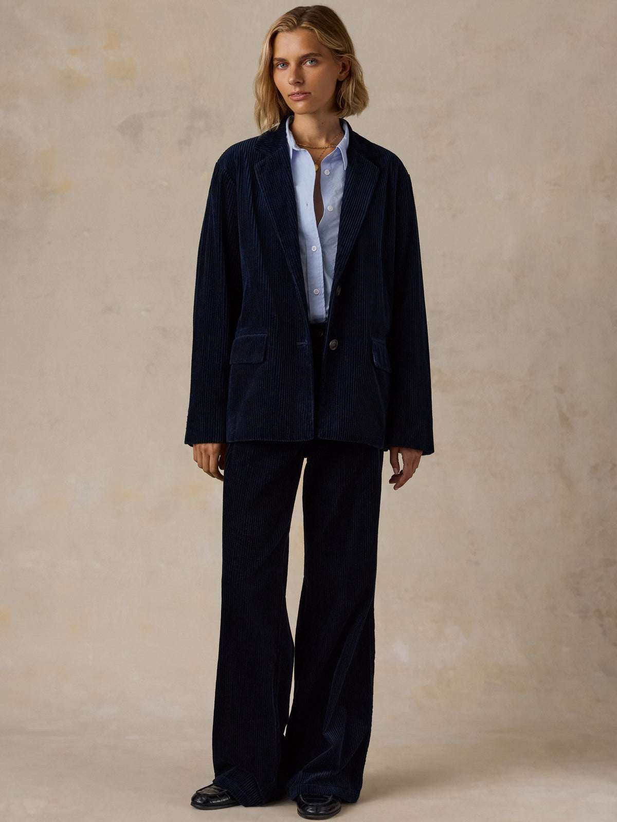 Hawthorne Cord Oversized Blazer - Navy