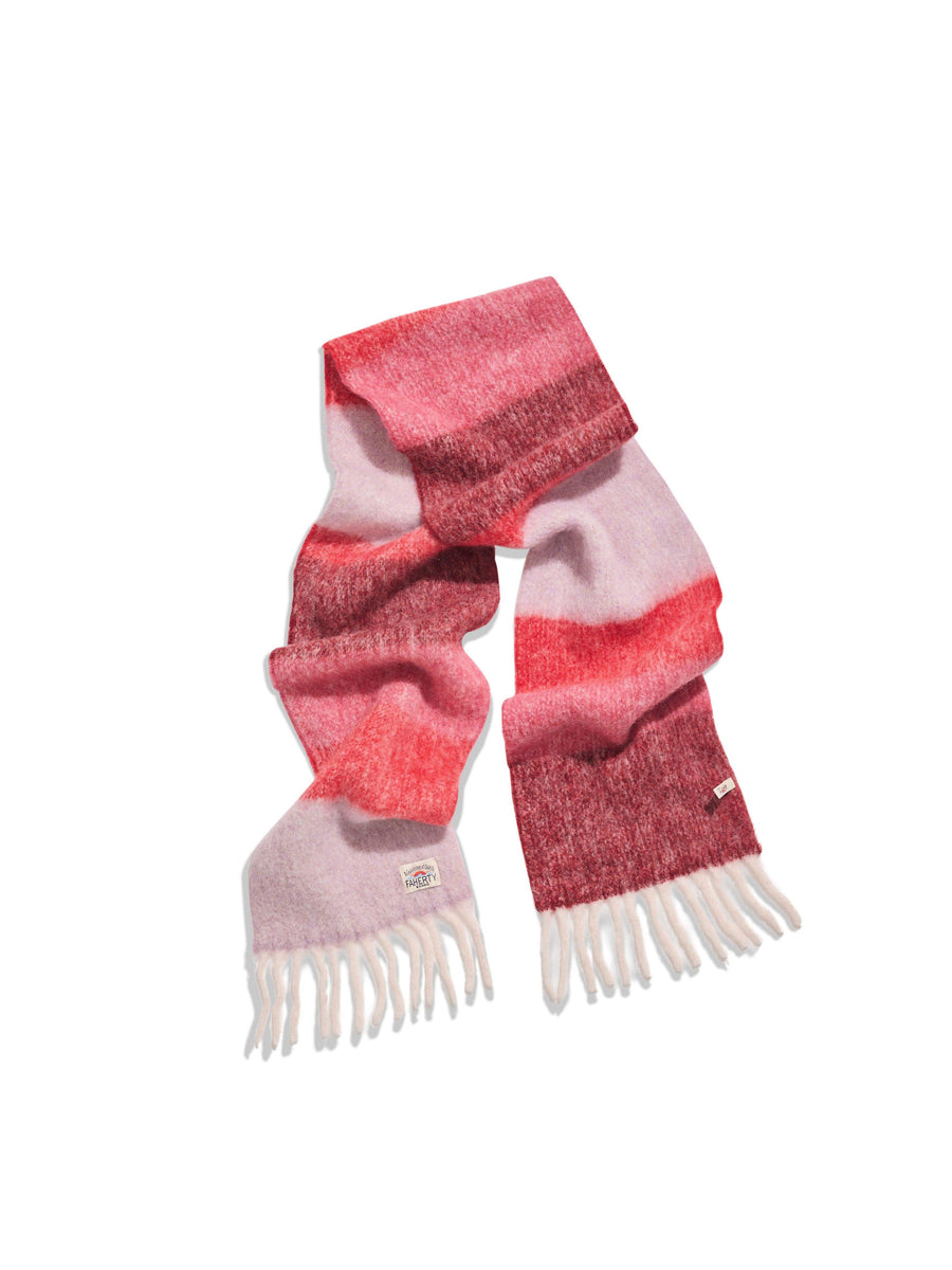 Block Stripe Alpaca Scarf - Red