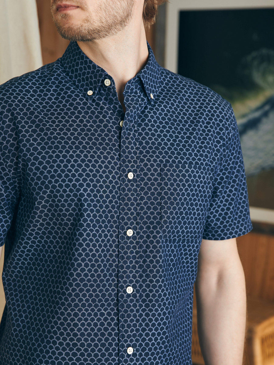 Short-Sleeve Stretch Playa Shirt (Tall) - Midnight Fish Scale
