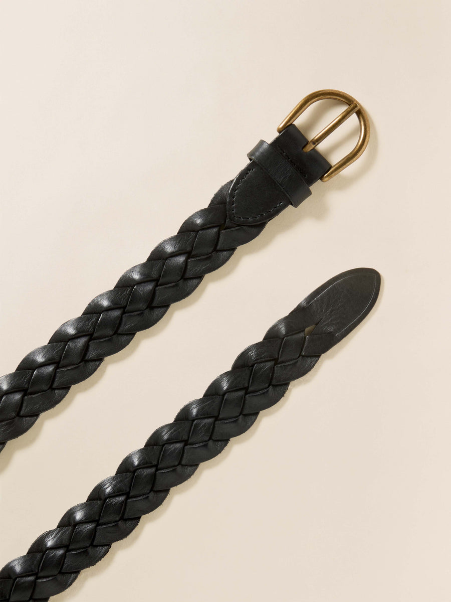 Downtown Braided Leather Belt - Black