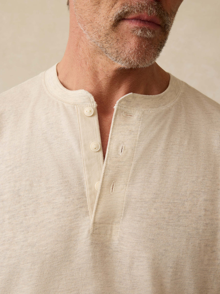 Short-Sleeve Sunwashed Regenerative Henley - Island Dune Heather