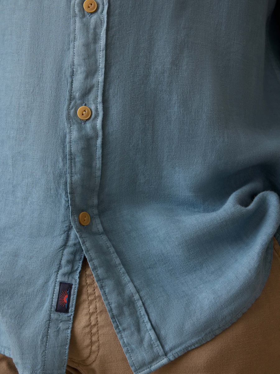 Irish Linen Safari Shirt - Deep Marine