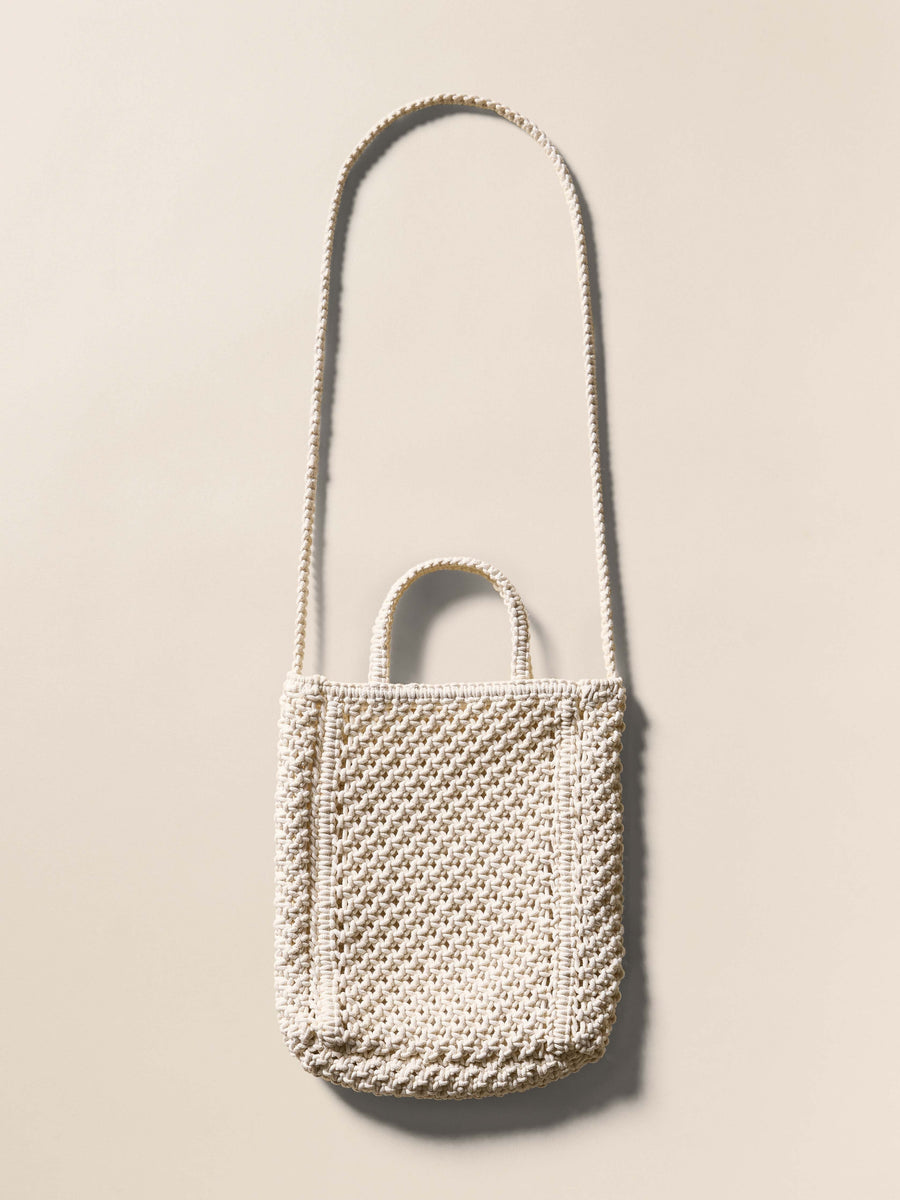 Sunwashed Macrame Crossbody - Cream