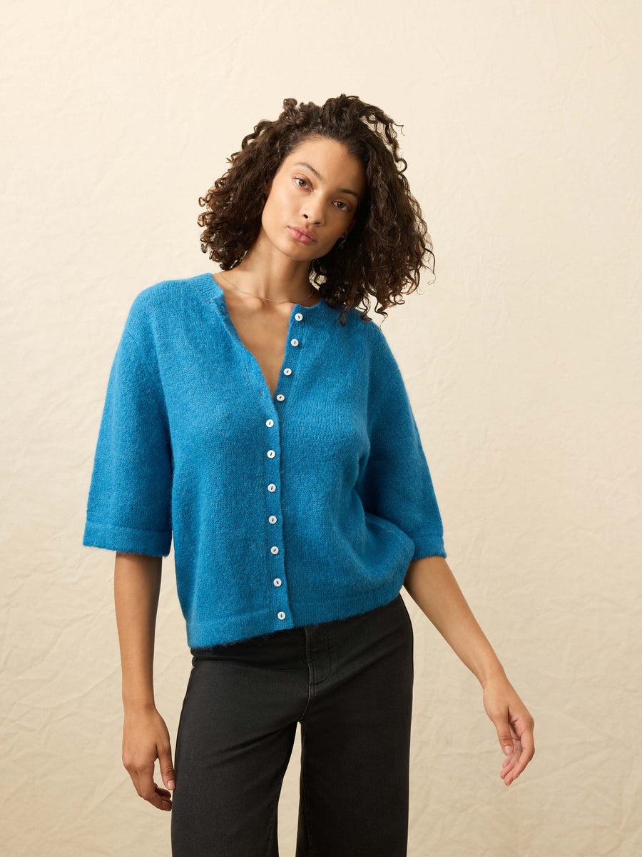 Après Alpaca Cardigan - Blue Lights