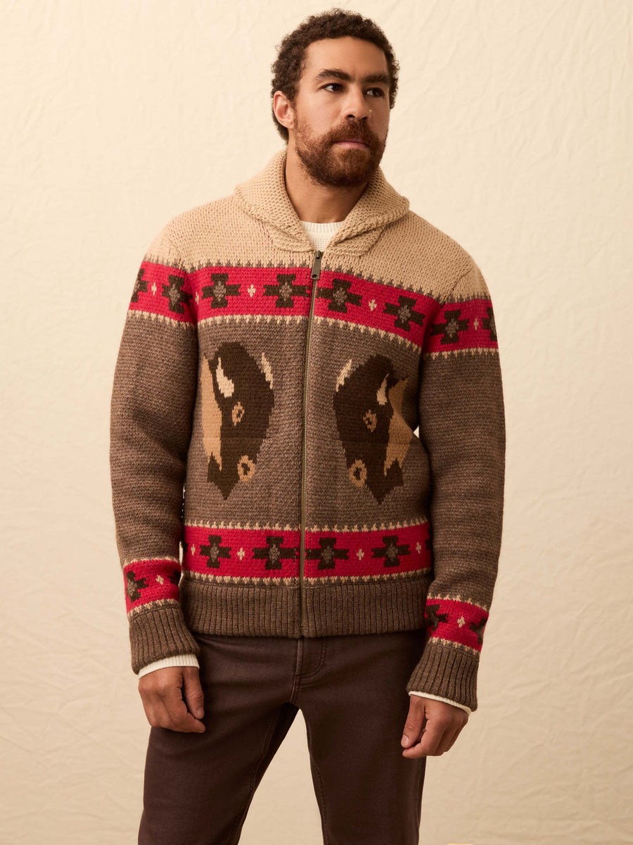 Steven Paul Judd Buffalo Zip Cardigan - Brown Winter Prairie