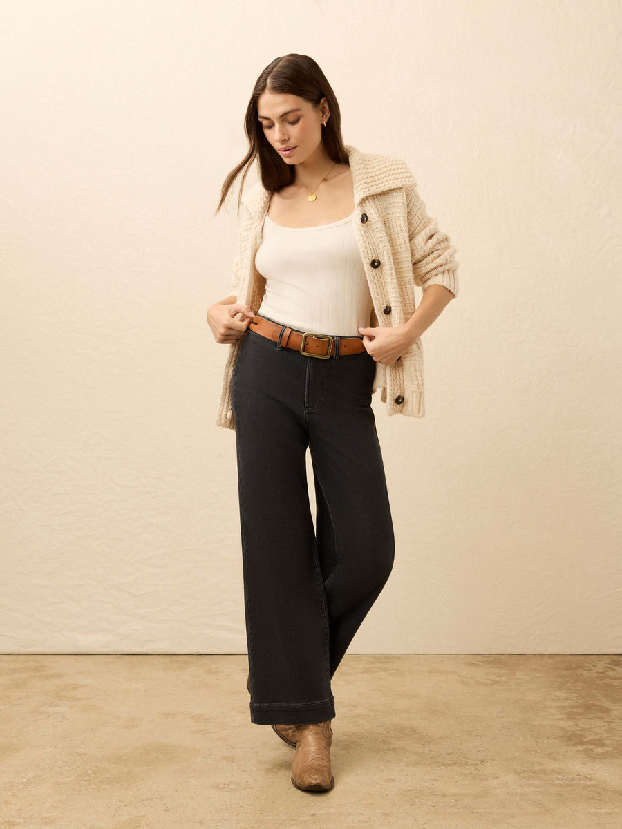 Stretch Terry Sailor Trouser - Onyx Black