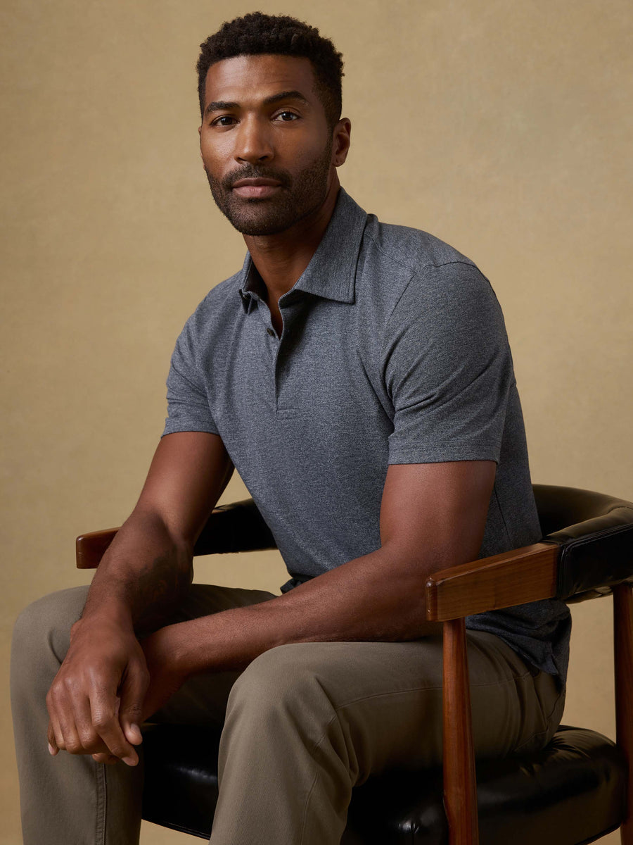 Short-Sleeve Movement Pique Polo - Dusty Iron Heather