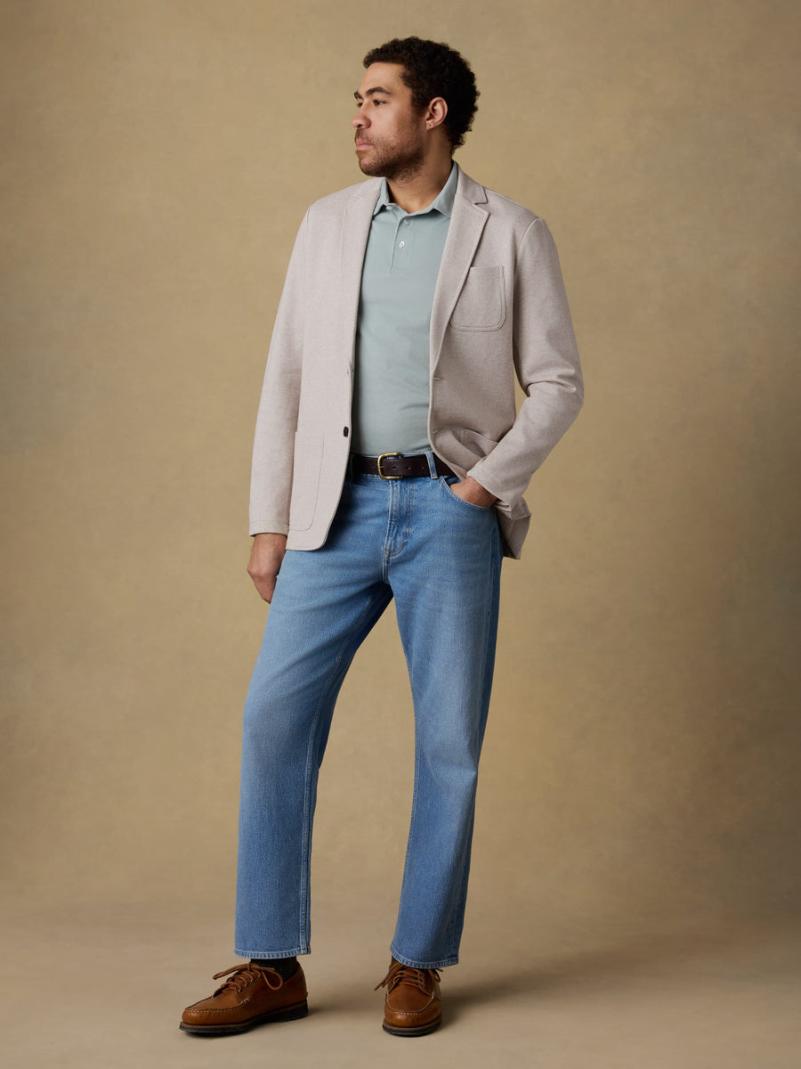 Inlet Knit Tweed Blazer - Khaki Stone Herringbone