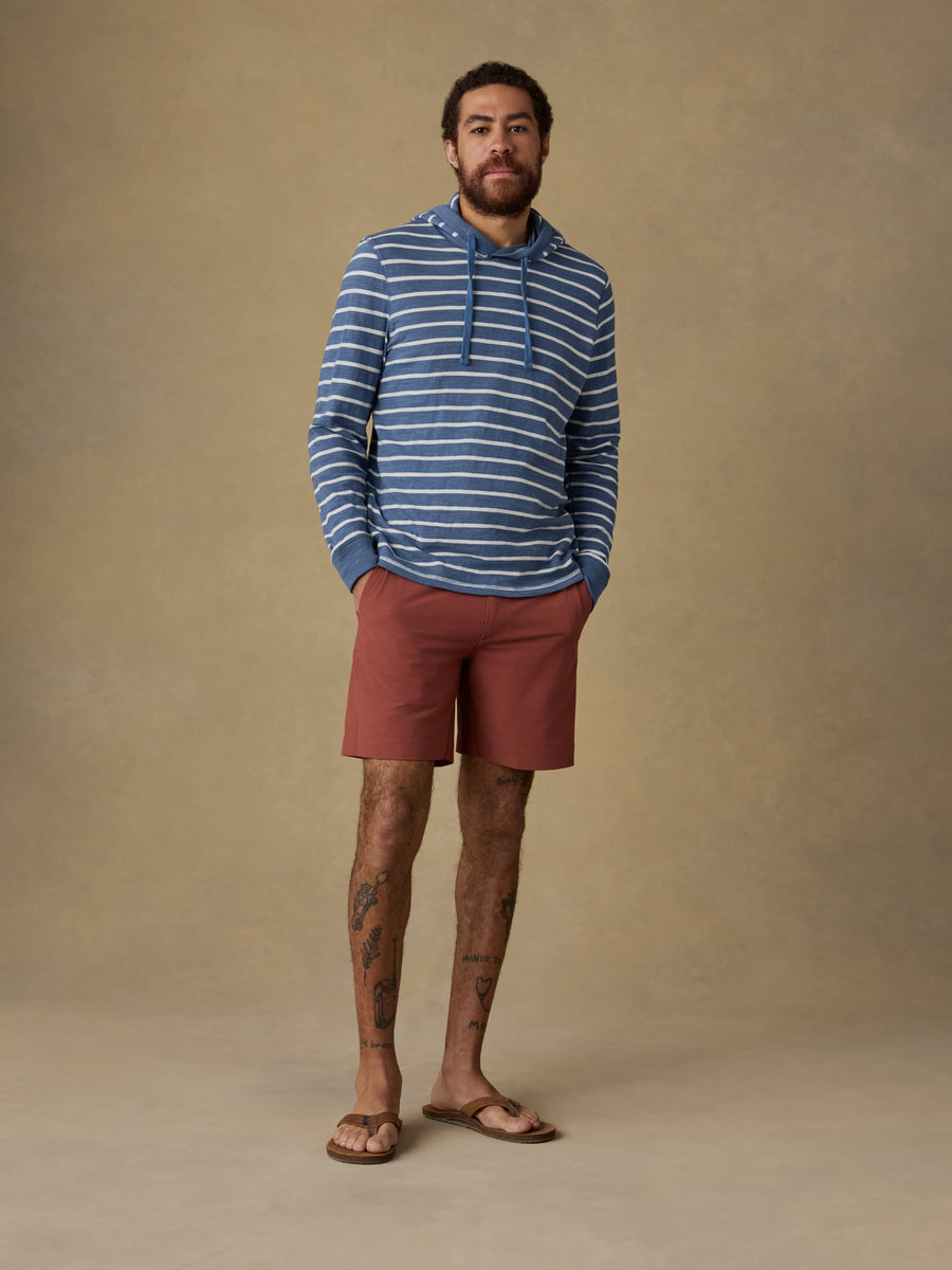 Sunwashed Organic Hoodie (Tall) - Breaker Blue Breton Stripe