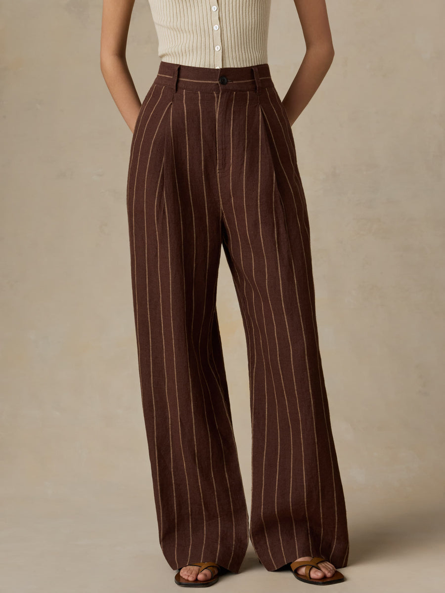 Sun Strider Linen Pleated Pant - Harbor Line Stripe