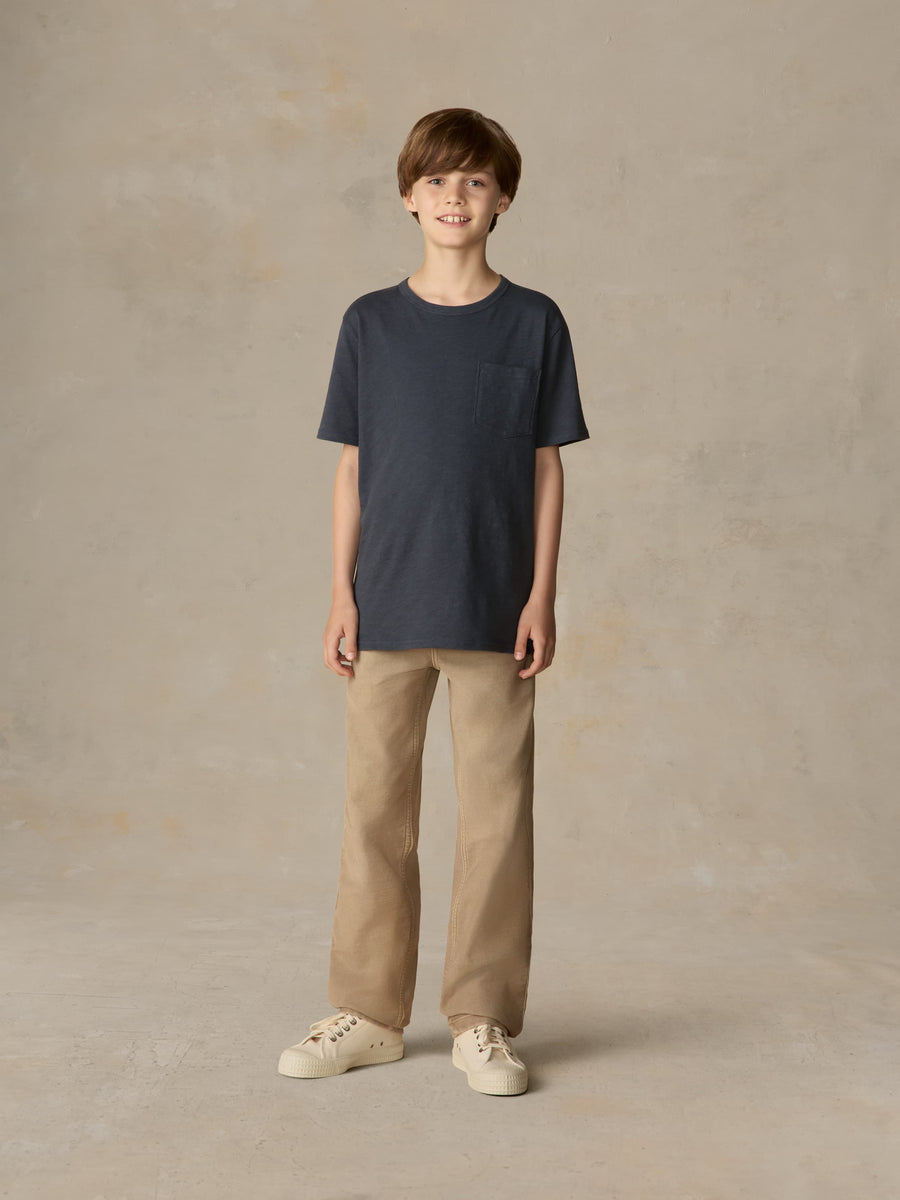 Big Kids Sunwashed Regenerative Pocket Tee - Dune Navy