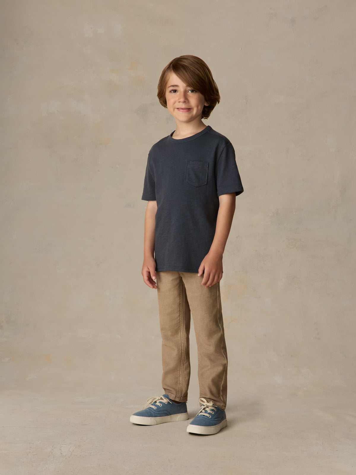 Little Kids Sunwashed Regenerative Pocket Tee - Dune Navy