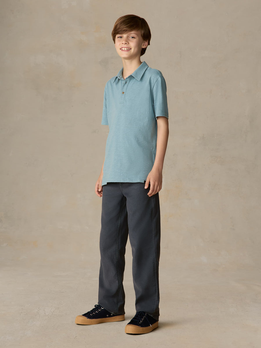 Big Kids Sunwashed T-Shirt Polo - Stormy Lake