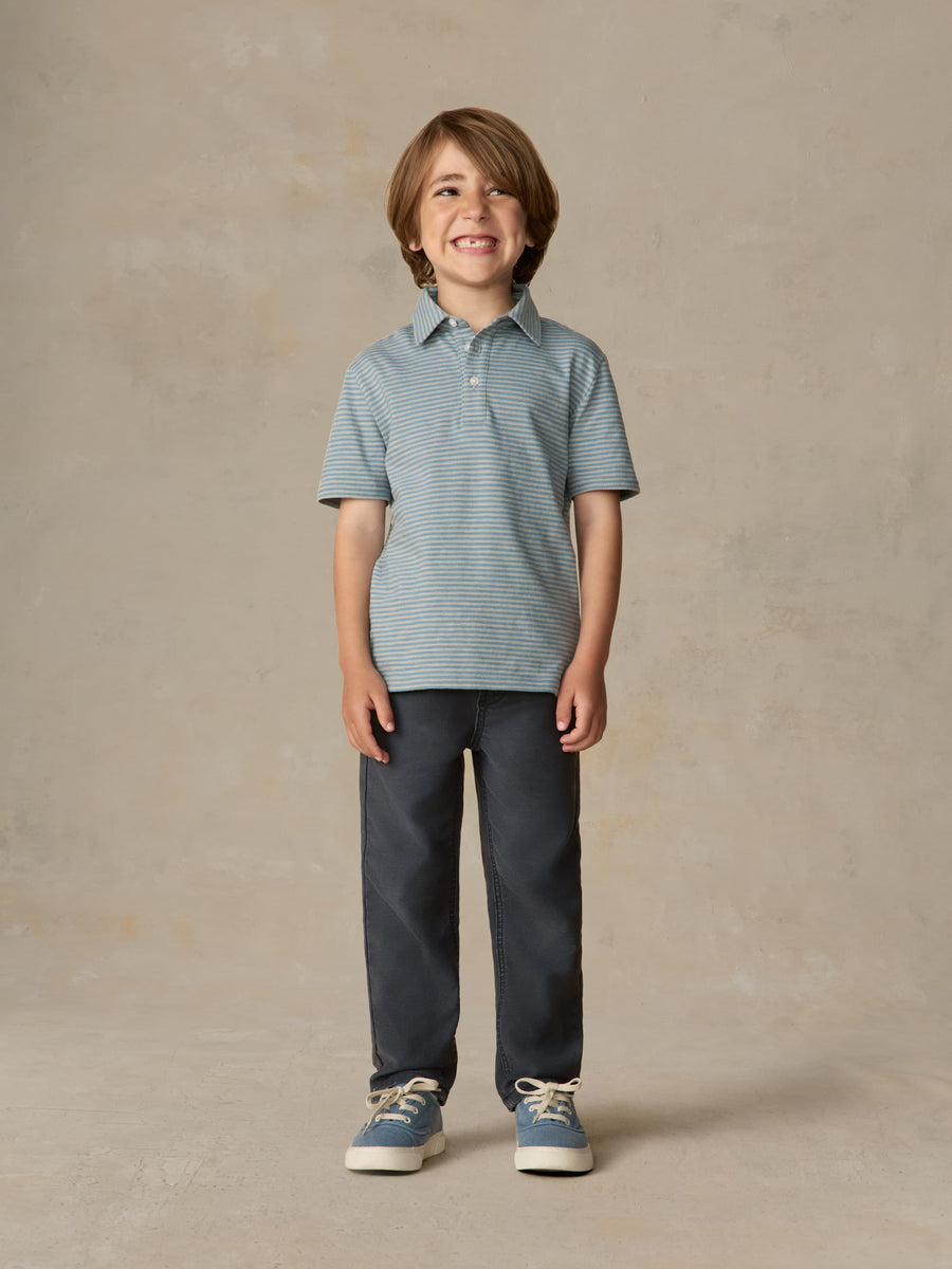 Little Kids Sunwashed Striped T-Shirt Polo - Mountain Wind Stripe
