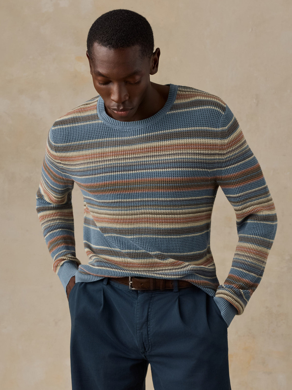 Sunwashed Crewneck Sweater - Teal Sands Stripe