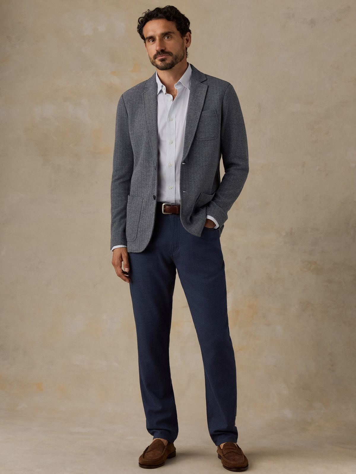 Inlet Knit Tweed Blazer - Grey Night Herringbone