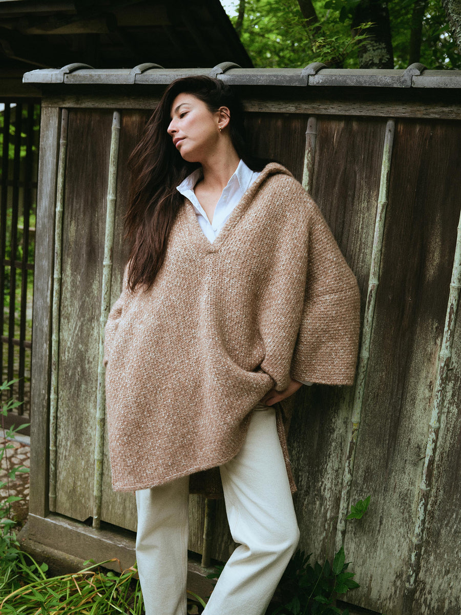 Après Alpaca Sweater Poncho - Driftwood Heather