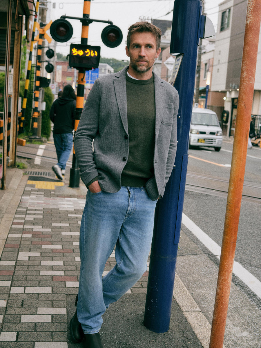 Inlet Knit Tweed Blazer - Grey Night Herringbone