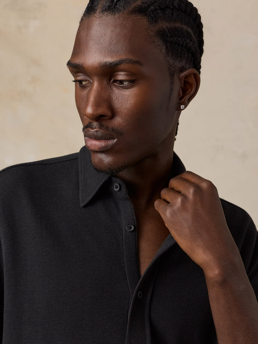 Short-Sleeve Waffle Knit Shirt - Ridge Black