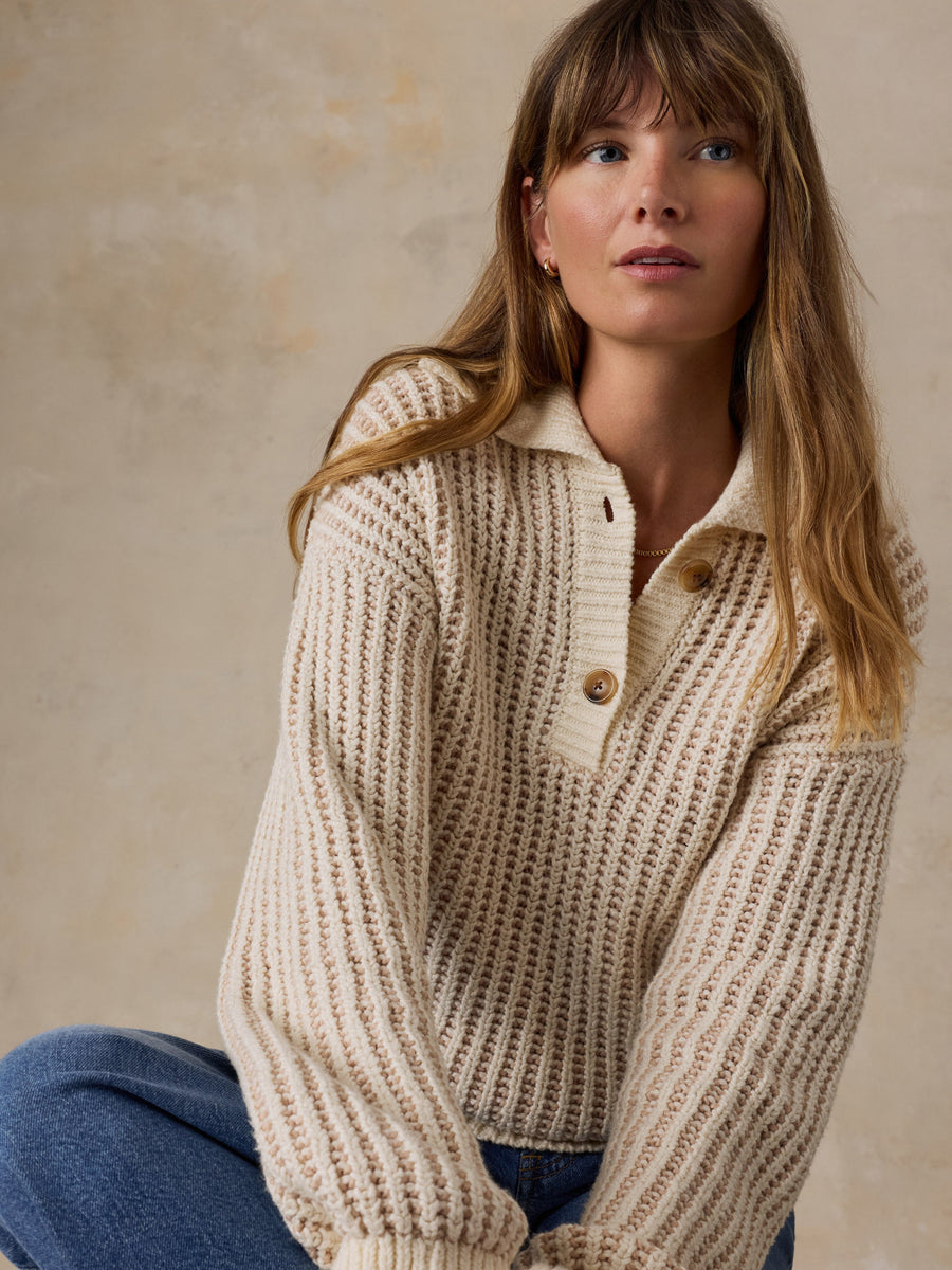 Heirloom Cotton Sweater Polo - Cream