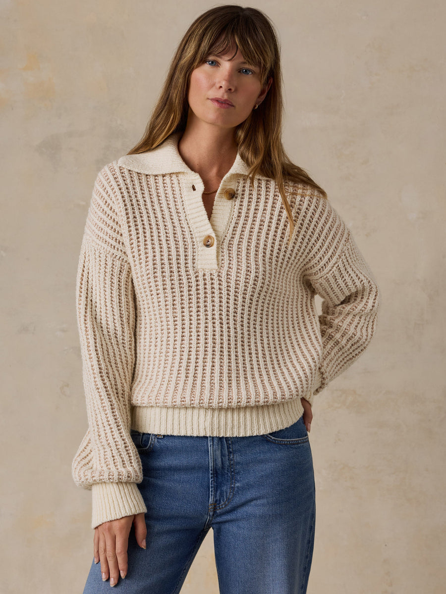 Heirloom Cotton Sweater Polo - Cream