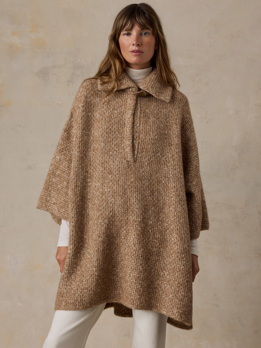 Après Alpaca Sweater Poncho - Driftwood Heather