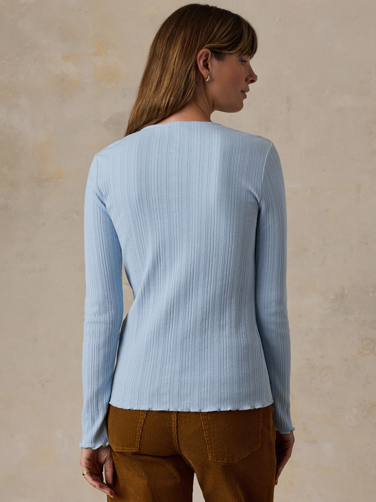 Paradise Pointelle Cardigan - Chambray Blue