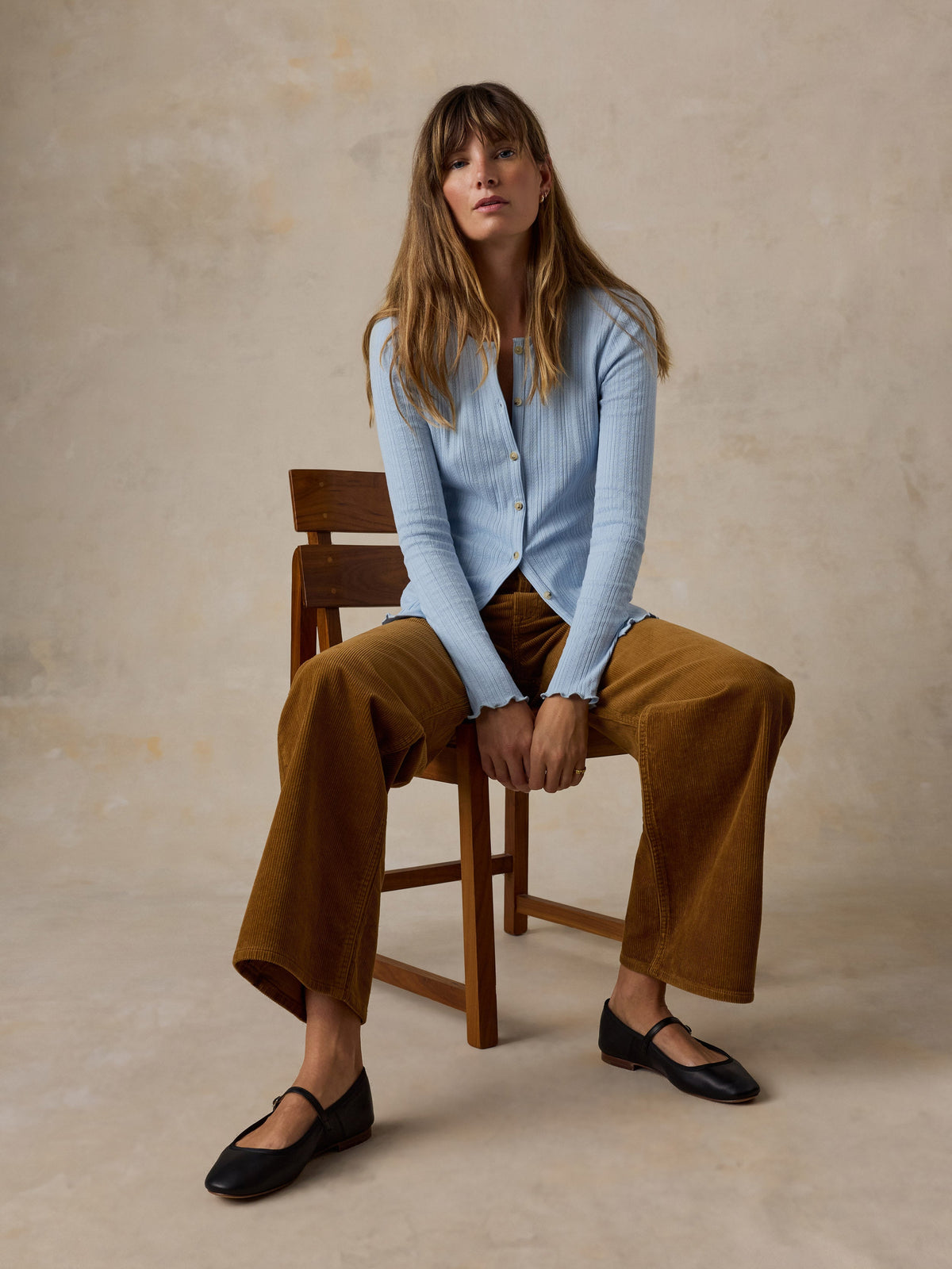 Paradise Pointelle Cardigan - Chambray Blue