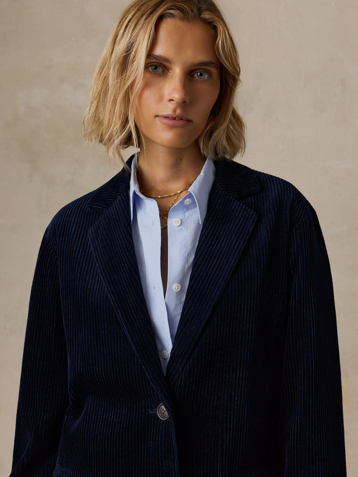 Hawthorne Cord Oversized Blazer - Navy