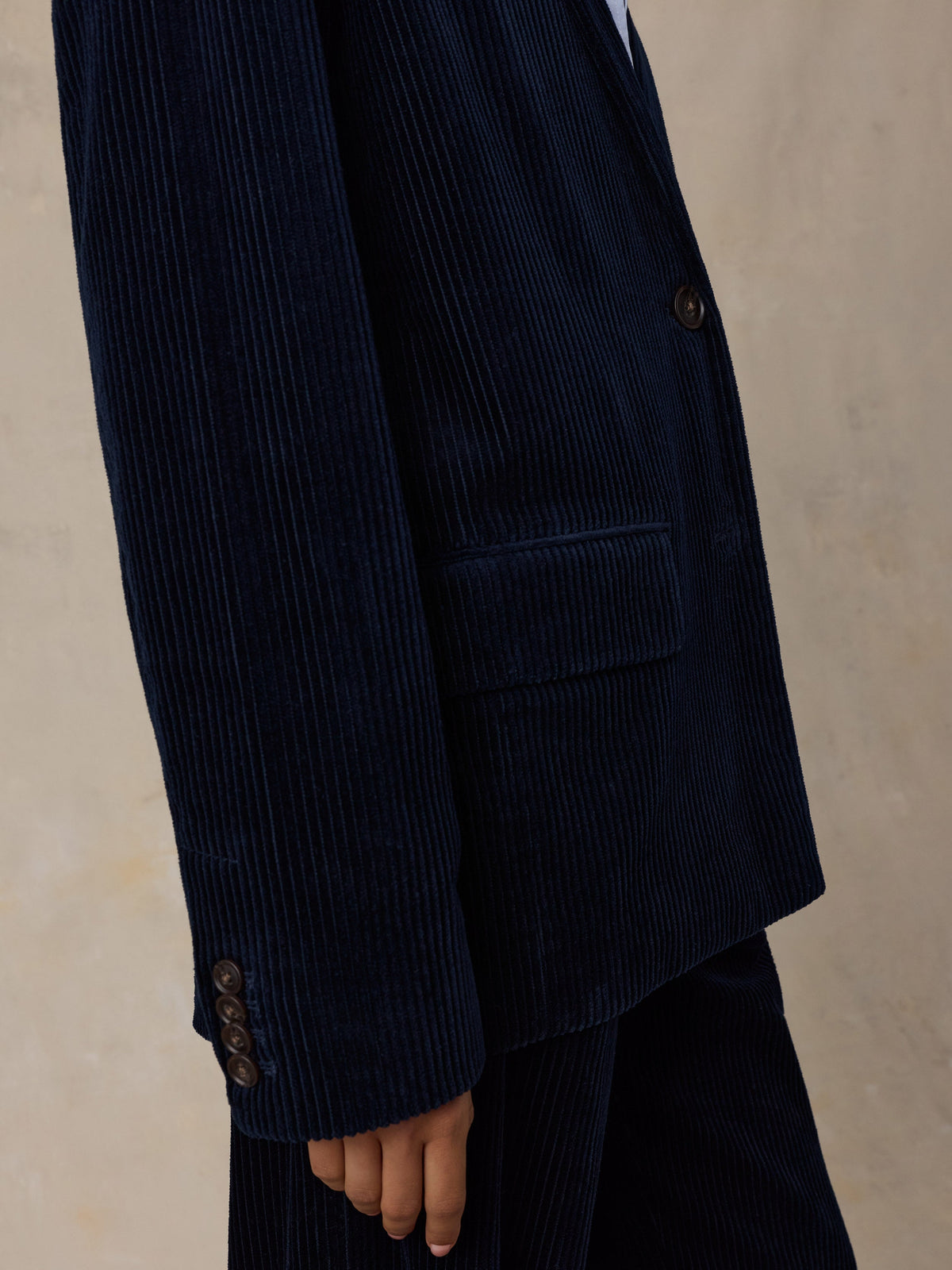 Hawthorne Cord Oversized Blazer - Navy