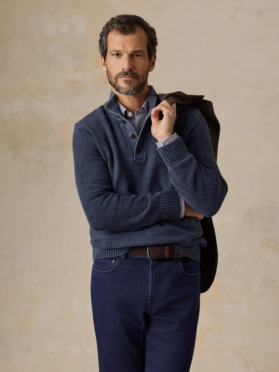 Sunwashed Dockside Quarter Button - Abyss Navy