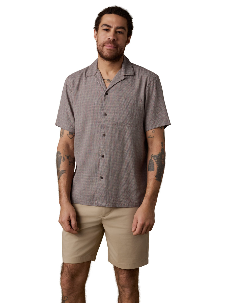 Short-Sleeve Breeze Camp Shirt - Burgundy Wood Check
