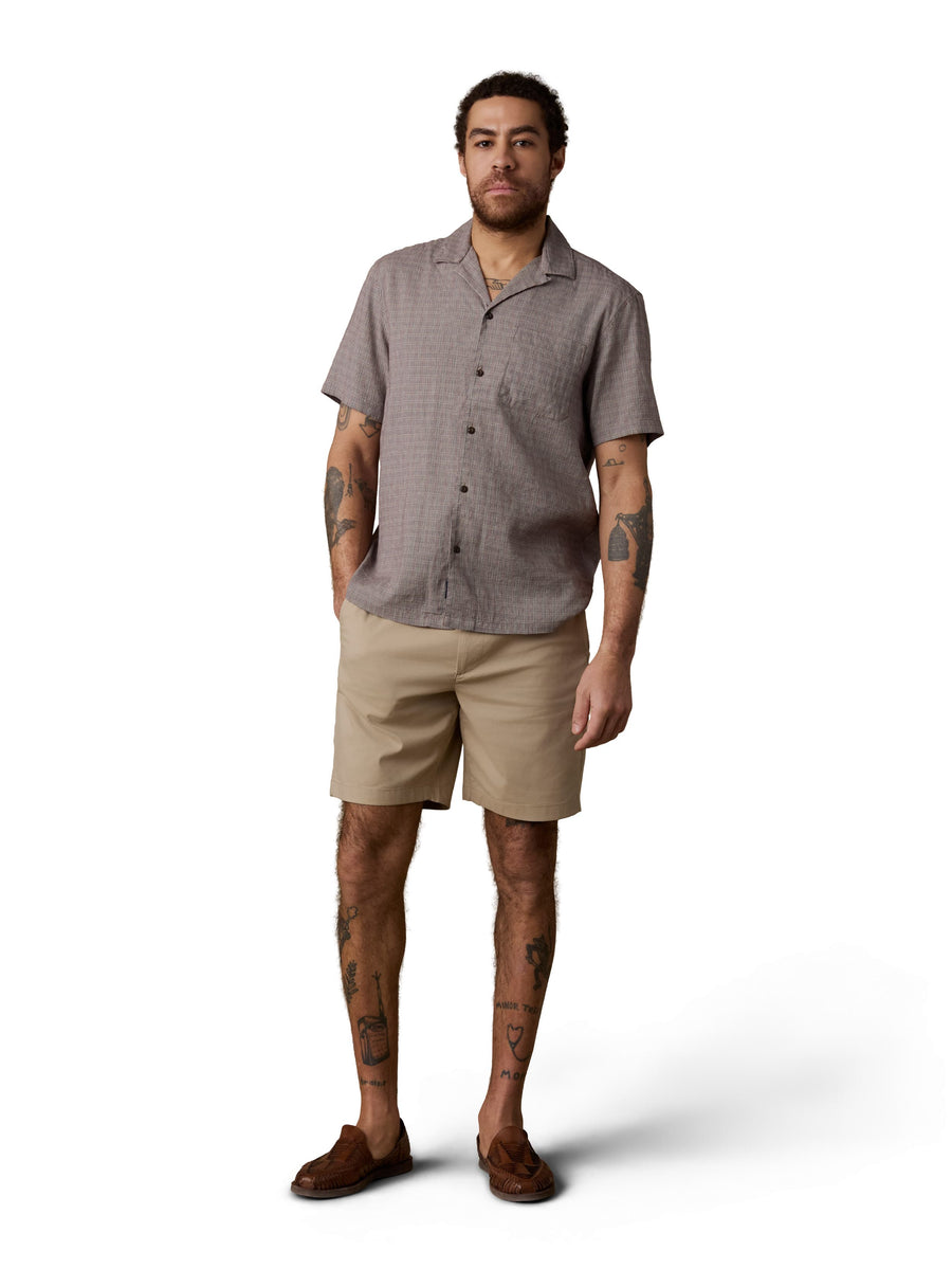 Short-Sleeve Breeze Camp Shirt - Burgundy Wood Check