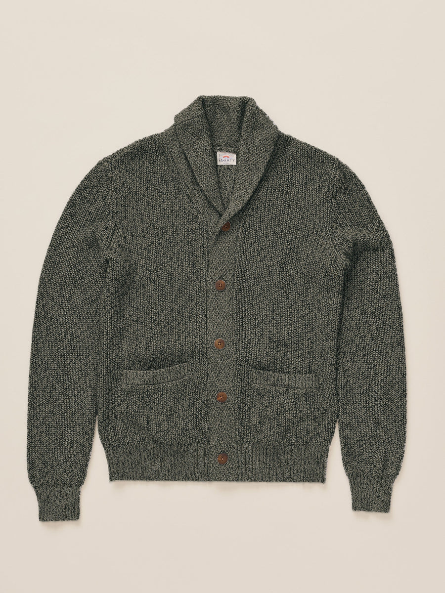 Marled Cotton Cardigan - Olive Peak Marl