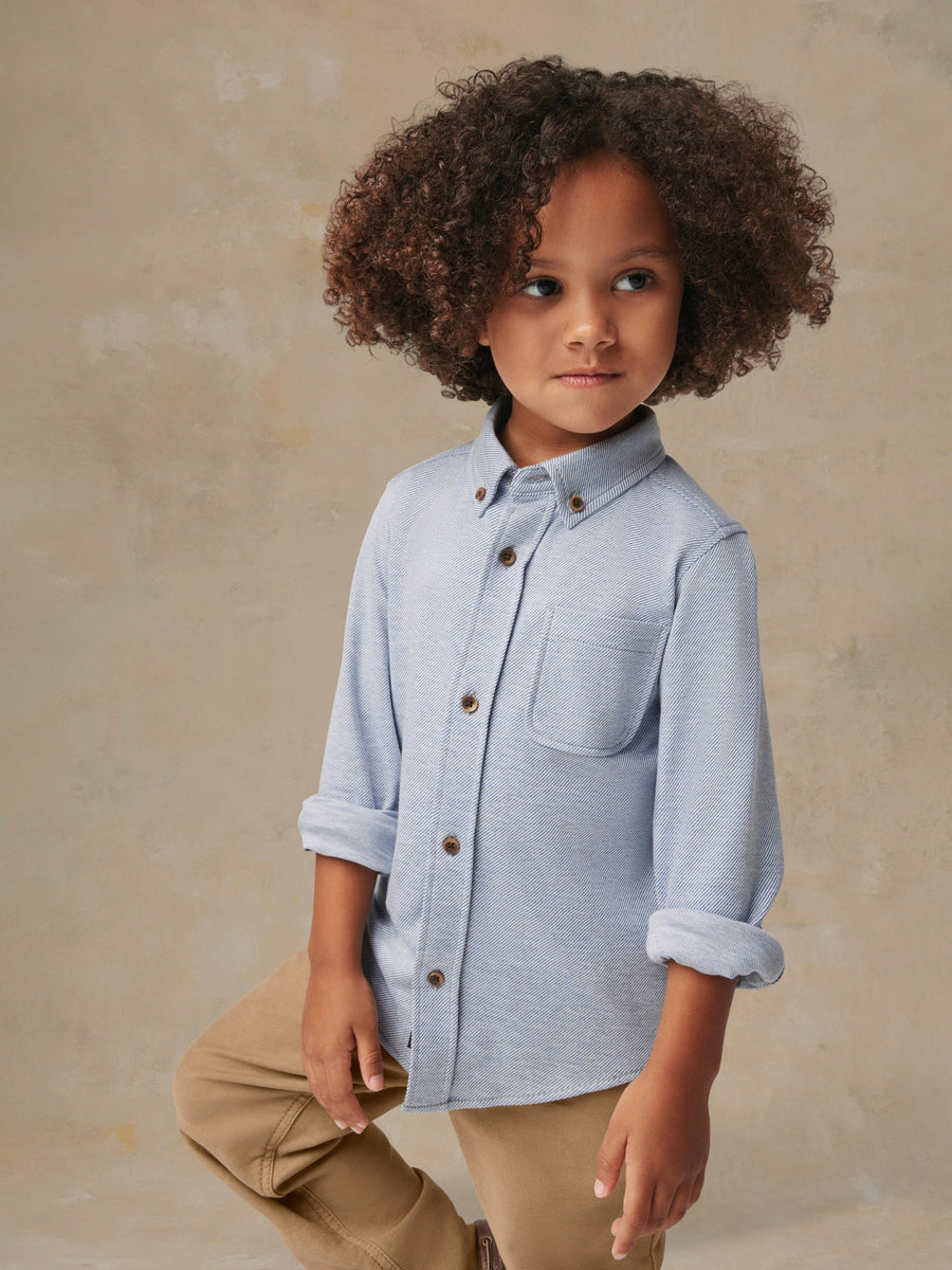 Little Kids Coastline Knit Shirt - Oceanside Blue