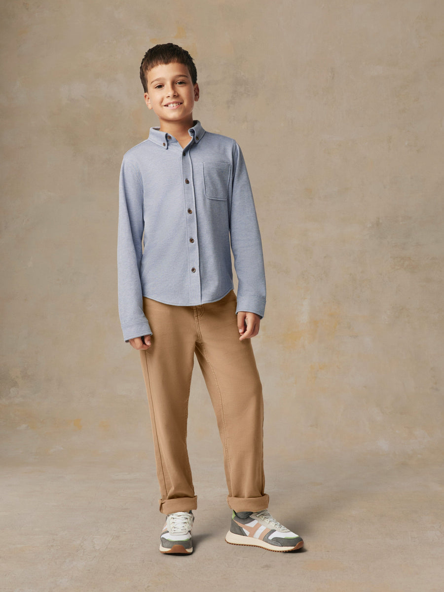 Big Kids Coastline Knit Shirt - Oceanside Blue