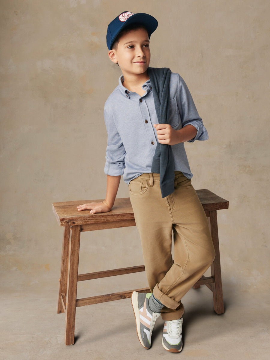 Big Kids Coastline Knit Shirt - Oceanside Blue